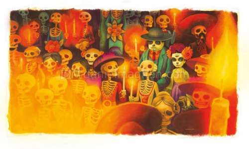 Benjamin Lacombe - Illustration originale 
"La Fête des morts" - Frida Kahlo