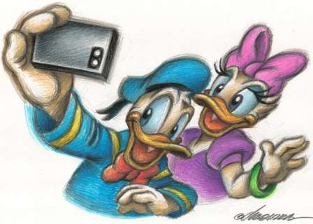 Joan Vizcarra | Donald & Daisy Selfie! - Original Drawing - Joan Vizcarra - Pencil Art - Original Artwork | Catawiki