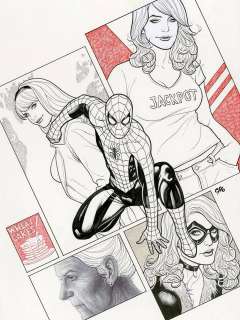 Frank Cho - Amazing spider-man #800 variant cover - la - spidey, gwen stacey, mary jane, black cat, and aunt may - 2018 signed