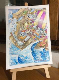 Alessandro Gottardo | Donald Duck - â€œDonald the Vikingâ€ - Original watercolour artwork by Alessandro Gottardo - Page volante - Exemplaire unique - (2021) | Catawiki