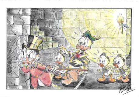 Millet | Uncle Scrooge - Treasure Hunt - Signed Original Drawing by Millet | Catawiki