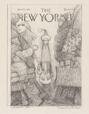 Carter Goodrich | Guerilla In Our Midst - Proposed Preliminary Sketch for The New Yorker Cover, 2004 | Philippe Labaune Gallery