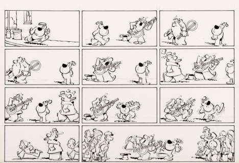 Maurice Rosy - Bobo chien errant sans collier  Encre de Chine et crayon pour