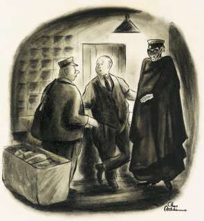 (THE NEW YORKER / CARTOON) CHARLES ADDAMS. "O’Hara, have you met Mr. Rappaport from our Dead Letter Office?" | Swann Galleries