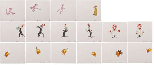 Lot of 16 Animation Cels of ’’The Cat in the Hat’’, ’’Pink Panther’’ and ’’The Lorax’’ | Nate Sanders