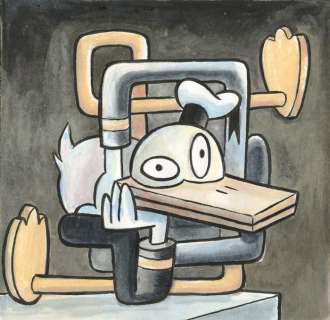 Tony Fernandez | Donald Duck Inspired By Pablo Picasso’s "Tête A La Coiffe" (1947) - Original Painting - Tony Fernandez Signed - Acrylic Art - Original Art - 29 x 28 cm | Catawiki