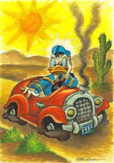 Joan Vizcarra | Donald Duck’s Broken Car - Original Painting - Joan Vizcarra - Acrylic Art - Original Artwork - 42 x 30 cm - No Reserve! | Catawiki