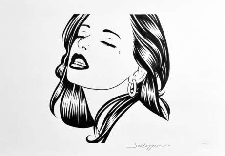 Roberto Baldazzini | Roberto Baldazzini - Illustrazione a inchiostro “Teneramente” - Page volante - Exemplaire unique | Catawiki