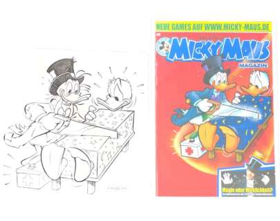 Ray Nicholson | Micky Maus GC MM2008-49 - Signed Original Inked Donald Duck Cover Drawing by Ray Nicholson - (2008) | Catawiki