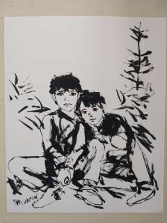 Baudoin, Edmond | Baudoin, Edmond - Dessin original - Deux enfants | Catawiki