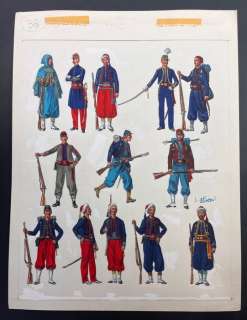 Funcken, Fred & Liliane | Funcken, Fred & Liliane - Dessin original couleur - L’Uniforme & armes des soldats des Etats-Unis - Les milices Nordistes - (1969) | Catawiki