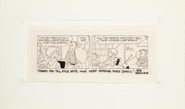 Dik | Tirage signé, Hi and Loïs, strip du 6 février 1990 | Galerie 9ème Art