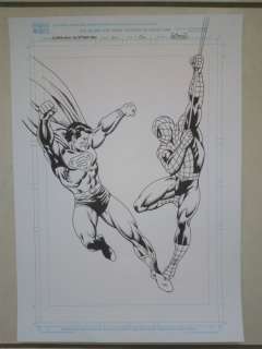 Jean Yves Mitton | superman spider-man - - Dessin original - superman sipder-man 30 x 40 cm - Exemplaire unique | Catawiki