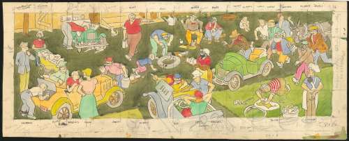 King - GASOLINE ALLEY Mural Preliminary, Original Art (undated) | Russ Cochran