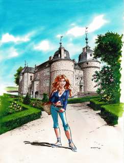 Dany | Château de Lavaux-Sainte-Anne, dessin original à l’encre de chine et à l’aquarelle réalisé pour une exposition sur les châteaux de Wallonie. | Septimus