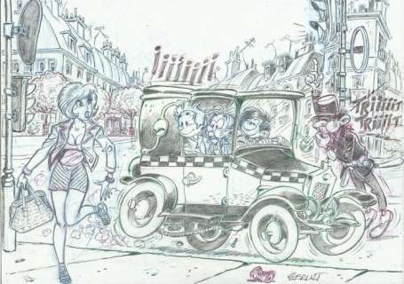 Bernat, Serrat | Bernat, Serrat - Original drawing - Tribute to Franquin and Walthéry | Catawiki