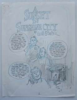 Eisner, Will | Will Eisner - Originele schets voor pagina 1 - Will Eisner reader/ zonsondergang in Sunshine City - Page volante - EO - (1985) | Catawiki