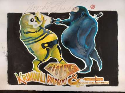 Yaroslav Svabodni (Giuseppe Attini) | Yaroslav Svabodni (Giuseppe Attini) - Illustrazione Originale "Mythos: Kriminal Diabolik… Good for Nothing" - Firmato - Agrafé - Exemplaire unique - (2022) | Catawiki