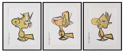 Emma Wildfang | Peanuts / Snoopy - Woodstock - Triptychon "Tribute series - Pablo Picasso" – original artwork by Emma Wildfang - (2023) | Catawiki