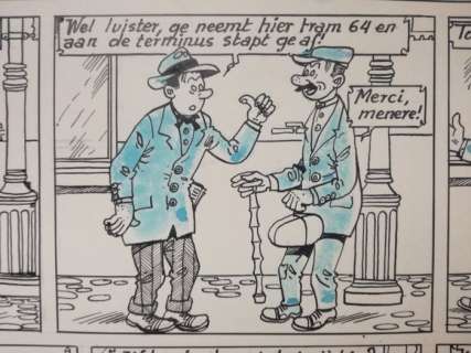 Buth | Buth - Thomas Pips - originele gagpagina ’De tribulaties van Thomas Pips’ - Tram 64! - (1949/1952) | Catawiki