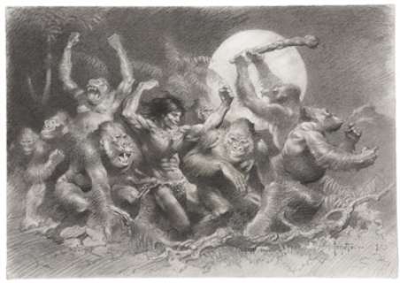 Frank Frazetta Tarzan at the Dum Dum Pencil Illustration Original Art (1991). The feverish ecstasy of the - | Heritage