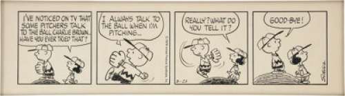 Charles Schulz Peanuts Daily Comic Strip Original Art dated 3-23-78 (United Feature Syndicate, 1978). Home run - | Heritage
