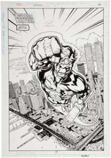 Scott Kolins and John Lowe Green Lantern Plus #1 Splash page 10 Original Art (DC, 1996). Green Lantern Kyle -