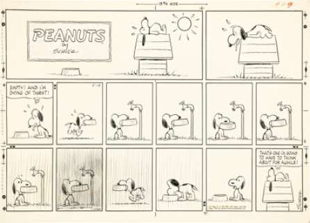 Charles Schulz Peanuts All Snoopy Sunday Comic Strip Original Art dated 5-19-63 (United Feature Syndicate, - | Heritage