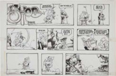 Jeff MacNelly Shoe Sunday Comic Strip Original Art dated 8-30-81 (C.T.N.Y.N.S., 1981). P. Martin Shoemaker‘s got -