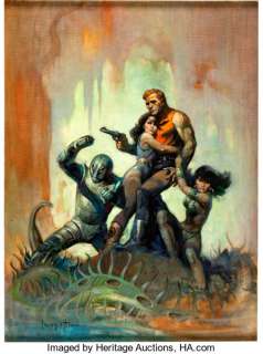 Frank Frazetta The Solar Invasion Paperback Cover Original Art (Popular Library, 1968). Manley Wade Wellman’s pulp - | Heritage