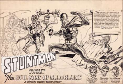 Joe Simon and Jack Kirby Stuntman­ #5 Unpublished Double-Page Splash Original Art (Harvey, c. 1946). This - | Heritage
