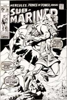 Sal Buscema and Frank Giacoia Sub-Mariner #29 Hercules Cover Original Art (Marvel, 1970). Offered here is a -
