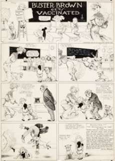 Richard F. Outcault Buster Brown Sunday Comic Strip Original Art dated 1-17-04 (New York Herald, 1904). The -