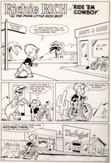 Steve Muffatti Little Dot #4 Richie Rich "Ride ‘em Cowboy" Complete 5-Page Story Original Art -