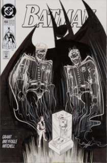 Norm Breyfogle Batman #456 Cover Original Art (DC, 1990). Tim Drake is faced with the ghosts of Robins past -