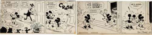Floyd Gottfredson Mickey Mouse Daily Comic Strip Original Art dated 2-23-32 (Walt Disney/King Features - | Heritage