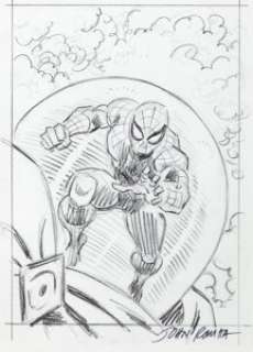John Romita Sr. L‘Uomo Ragno #3 Preliminary Cover Original Art (undated). Mysterio braces for the -