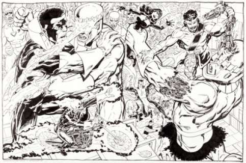 John Byrne - Champions Commission Illustration Original Art (2007). The mighty Marvel team led by Black Widow - | Heritage