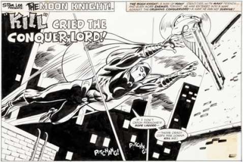 Jeff Aclin and Duffy Vohland Super Spider-Man #178 Splash Page 1 Moon Knight Original Art (Marvel UK, 1976)....