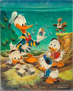 Carl Barks "Square Eggs" (aka "Lost In The Andes") Painting CB -OIL 52 Original Art and Correspondence Group of 3 (1973).... (Total: 3 Original Art) | Heritage