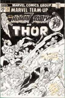 Gil Kane Marvel Team-Up #26 Cover Human Torch and Thor Original Art (Marvel, 1974).... | Heritage