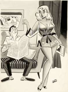 Dan DeCarlo - Joker December -1957 Gag Cartoon Illustration Original Art (Humorama, 1957).