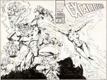 Joe Madureira and Richard Bennett Excalibur #71 Wraparound Cover X-Men Original Art (Marvel, 1993)....