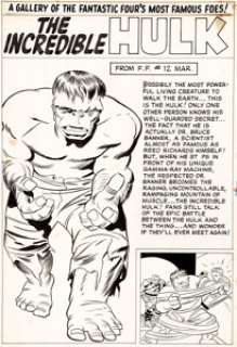 Jack Kirby Fantastic Four Annual #1 "The Incredible Hulk" Pin-Up Original Art (Marvel, 1963)....