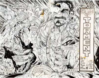 Todd McFarlane Spider-Man #4 Double Splash Page 2-3 Kraven Corpse Original Art (Marvel, 1990)....