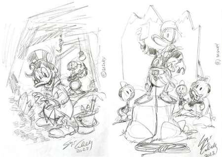 Sergio Cabella | Zio Paperone & Paperino - Studi paperi - 2 signed drawings by Sergio Cabella - (2023) | Catawiki