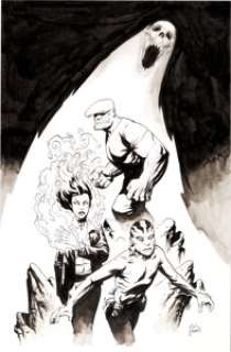 Eric Powell - The Goon, Abe Sapien, and Elizabeth Sherman Illustration Original Art (Undated). Eric Powell -