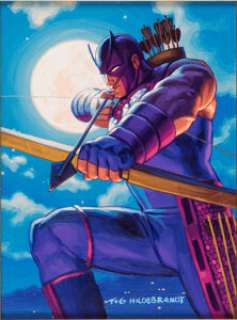 Greg and Tim Hildebrandt 1994 Marvel Masterpieces Trading Card #49 Hawkeye Painting Original...