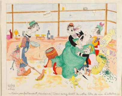 Albert Dubout - ‘Mais parfaitement, Madame!...‘ Illustration Originale (Satirix, 1973). Albert Dubout ‘Mais parfaitement, Madame!...‘ Original Art Illustration (Satirix, 1973).