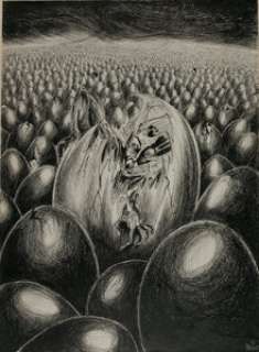 Philippe Druillet - Illustration Originale (1964). Philippe Druillet The Eggs after HP Lovecraft Illustration Original Art (1964).